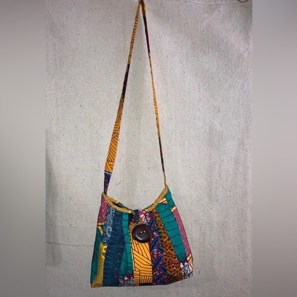 Queen Alaffia Afro African Patchwork print Fabric cross body Bag Handbag New - Picture 3 of 16